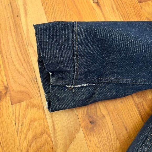Vintage Sherpa Lined Sears Denim Jacket Mens 44R Western Style Shearling Collar - Picture 11 of 12